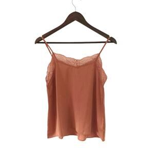 NWOT Active USA Silky Lace Trim Camisole Size Small Burnt Orange